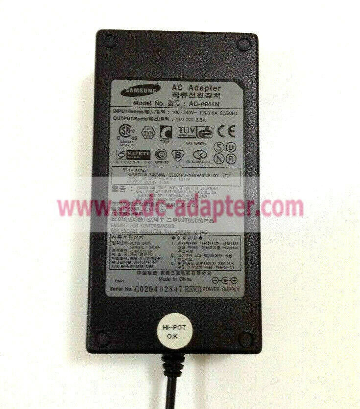 New Samsung AD-4914N 14V 3.5A AC Adapter Power Supply